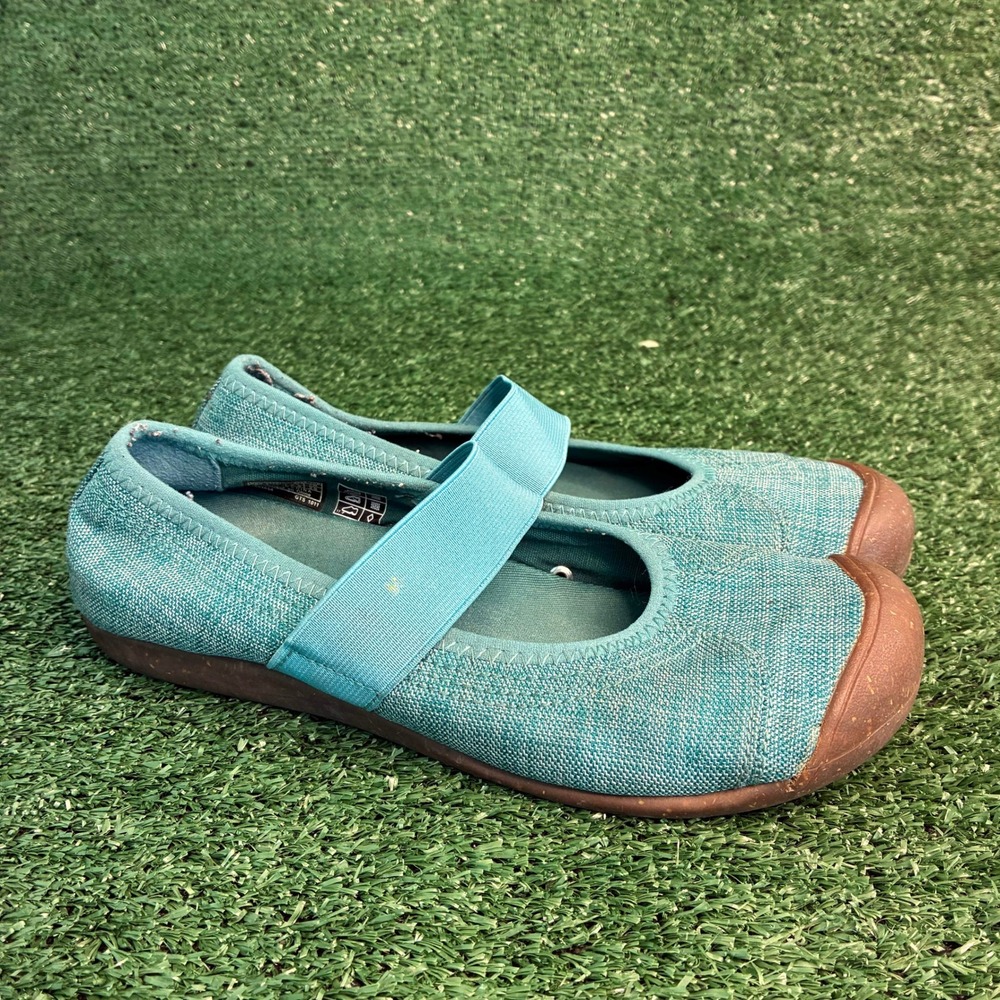 KEEN Sienna Canvas Elastic Strap Casual Comfort Mary Jane Flat Teal Womens Sz 8